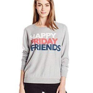 Chaser Graphic Long Sleeve Sweatshirt Happy Friday Friends Gray Size M